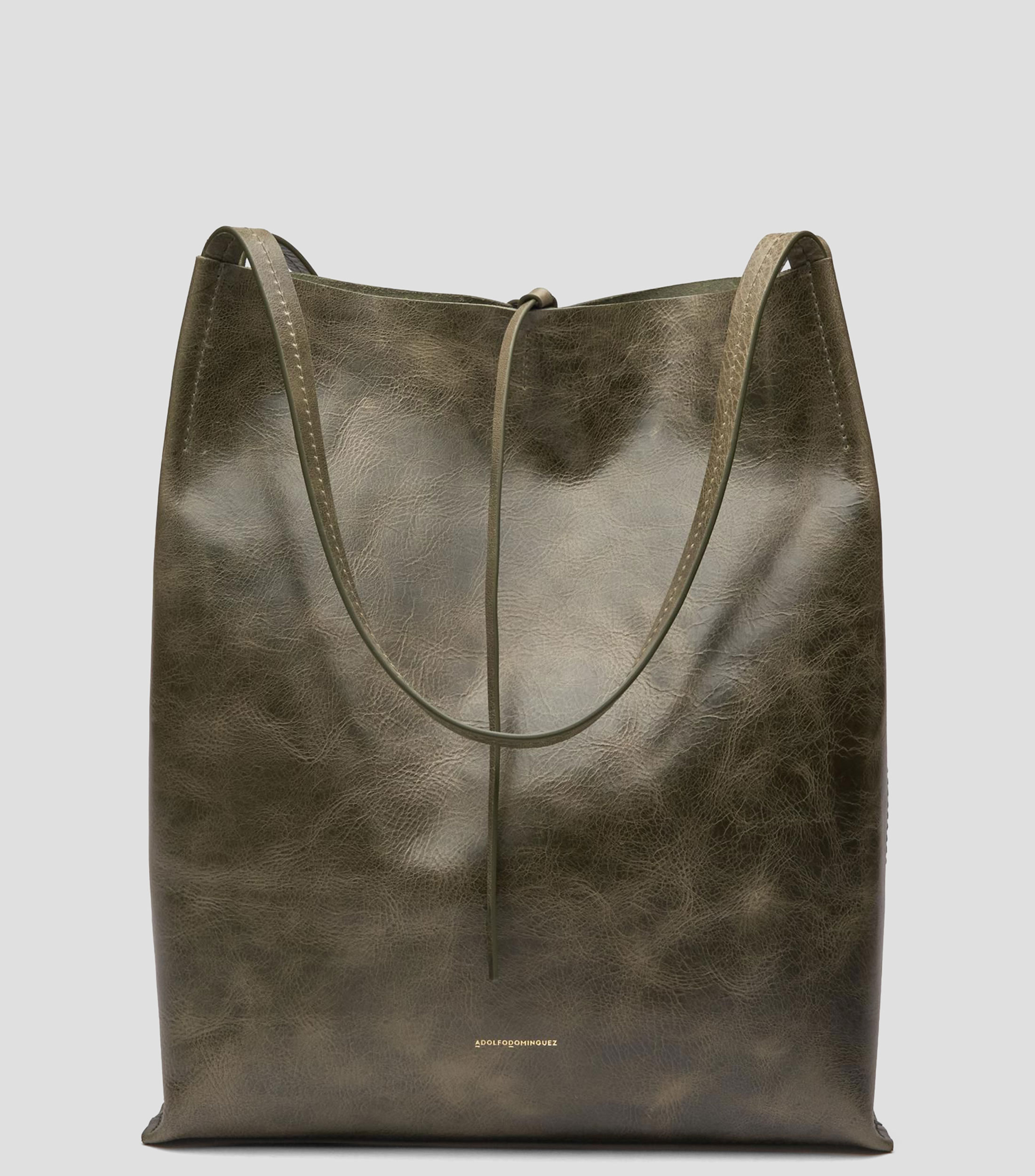 Bolsa tote en piel liso Mujer